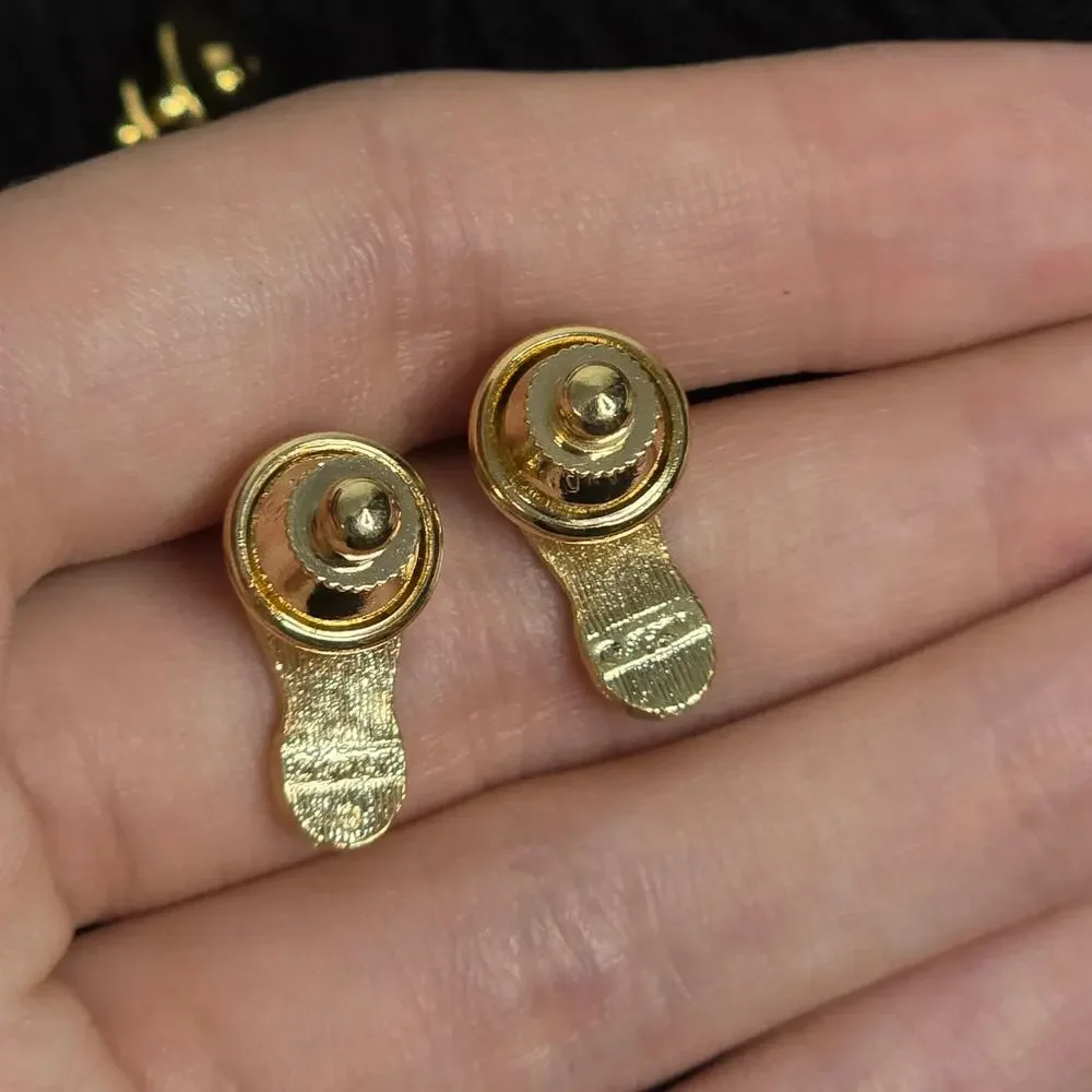 Vintage Avon Spirited Steps Shoe Footprint Lapel Pins Gold Tone Pair